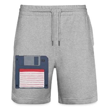 Diskette Retro Vintage Old school 80er 90er - Stanley/Stella Unisex Bio Joggingshorts Trainer  - Grau meliert - Vorne - Nik (191cm) & Marisol (170cm)
