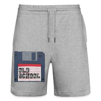 Old school Diskette Retro Vintage 80er 90er Kids - Stanley/Stella Unisex Bio Joggingshorts Trainer  - Grau meliert - Vorne - Nik (191cm) & Marisol (170cm)