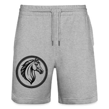 Emblème Tête de Cheval - Short de jogging bio TRAINER Stanley/Stella unisexe - gris chiné - Devant - Nik (191cm) & Marisol (170cm)