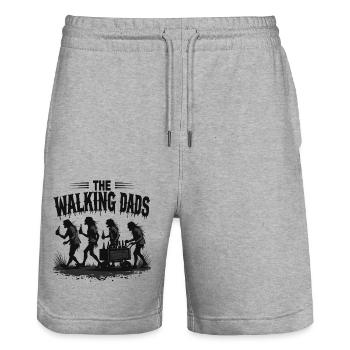 The Walking Dads – Enterrement de vie de garçon pour la fête des pères - Short de jogging bio TRAINER Stanley/Stella unisexe - gris chiné - Devant - Nik (191cm) & Marisol (170cm)
