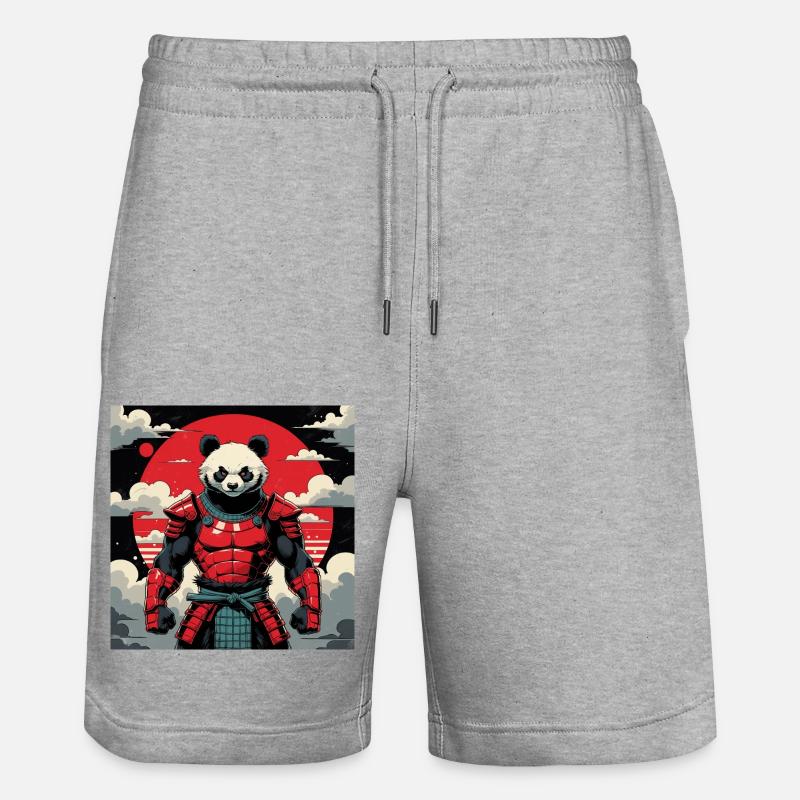 Samurai Panda Krieger - Stanley/Stella Unisex Bio Joggingshorts Trainer  - Grau meliert