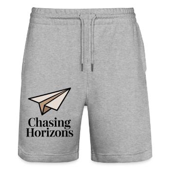 Paper Airplane Saying Quote Chasing Horizons - Stanley/Stella Trainer Unisex Organic Jogging Shorts - heather grey - Front - Nik (191cm) & Marisol (170cm)
