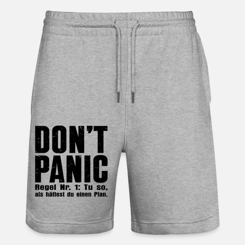 "DON'T PANIC" – The cult shirt - Stanley/Stella Trainer Unisex Organic Jogging Shorts - heather grey