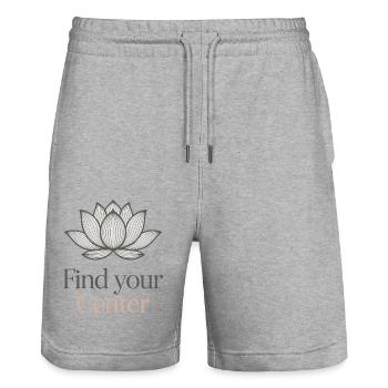 Trouvez votre fleur de lotus centrale - Short de jogging bio TRAINER Stanley/Stella unisexe - gris chiné - Devant - Nik (191cm) & Marisol (170cm)