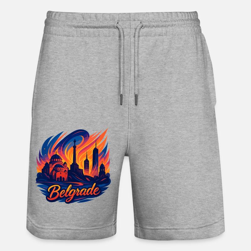 Belgrade Capitale Serbie Silhouette Cadeau - Short de jogging bio TRAINER Stanley/Stella unisexe - gris chiné