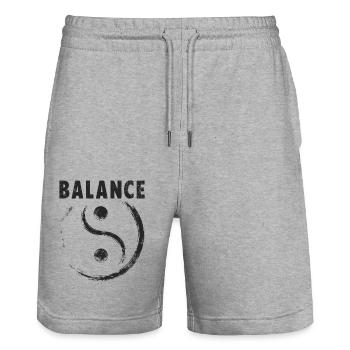 Yin und Yang Balance - Stanley/Stella Unisex Bio Joggingshorts Trainer  - Grau meliert - Vorne - Nik (191cm) & Marisol (170cm)