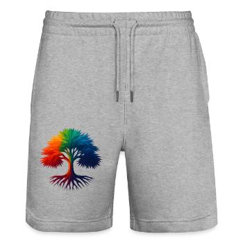 WPAP Style - Yew - Stanley/Stella Trainer Unisex Organic Jogging Shorts - heather grey - Front - Nik (191cm) & Marisol (170cm)