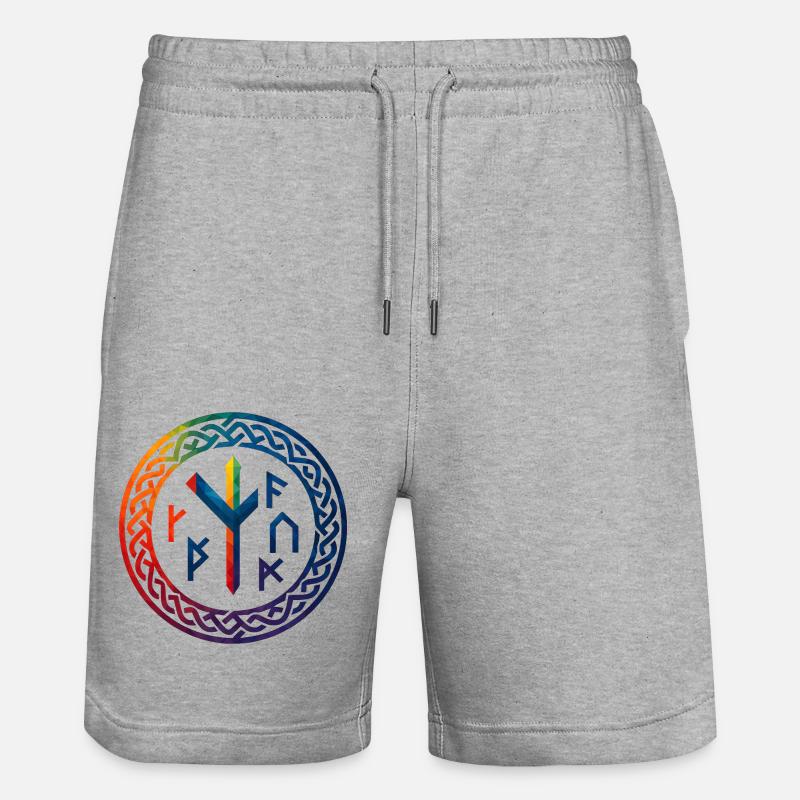 WPAP Polygon Stil - mythischer Runenring - Stanley/Stella Unisex Bio Joggingshorts Trainer  - Grau meliert