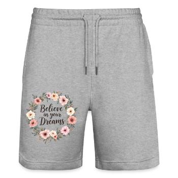 Croyez en vos rêves - Short de jogging bio TRAINER Stanley/Stella unisexe - gris chiné - Devant - Nik (191cm) & Marisol (170cm)