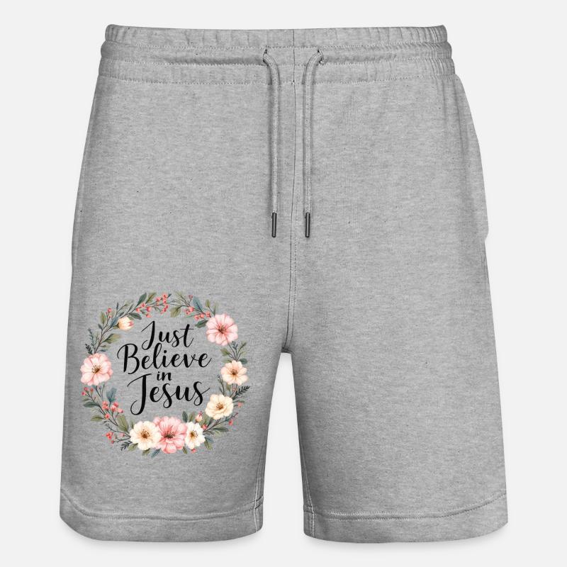 Croyez simplement en Jésus - Short de jogging bio TRAINER Stanley/Stella unisexe - gris chiné