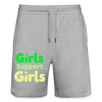 Filles Soutien Filles Déclaration Amitié - Short de jogging bio TRAINER Stanley/Stella unisexe - gris chiné - Devant - Nik (191cm) & Marisol (170cm)