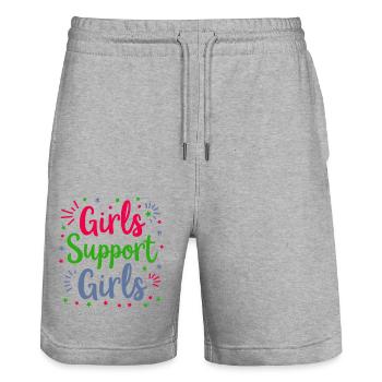 Filles Soutien Filles Déclaration Amitié - Short de jogging bio TRAINER Stanley/Stella unisexe - gris chiné - Devant - Nik (191cm) & Marisol (170cm)