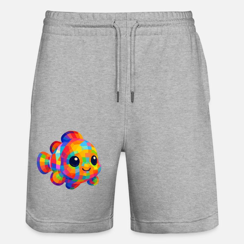WPAP Polygon Style Animaux Kawaii Bébé Clownfish - Short de jogging bio TRAINER Stanley/Stella unisexe - gris chiné