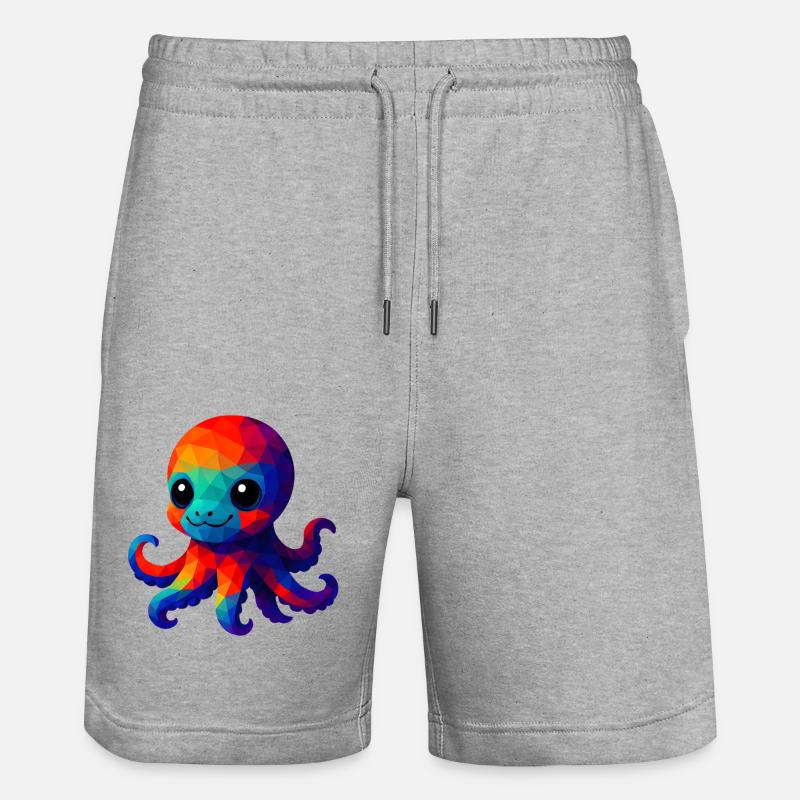 WPAP Polygon Kawaii Style Calmar - Short de jogging bio TRAINER Stanley/Stella unisexe - gris chiné