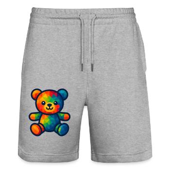 WPAP Polygon Kawaii Stil Baby Teddybär - Stanley/Stella Unisex Bio Joggingshorts Trainer  - Grau meliert - Vorne - Nik (191cm) & Marisol (170cm)