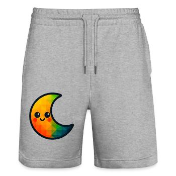 WPAP Polygon Kawaii Style Baby Toy Crescent Moon - Stanley/Stella Trainer Unisex Organic Jogging Shorts - heather grey - Front - Nik (191cm) & Marisol (170cm)
