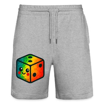 WPAP Polygon Kawaii Style Baby Toy Cube - Stanley/Stella Trainer Unisex Organic Jogging Shorts - heather grey - Front - Nik (191cm) & Marisol (170cm)