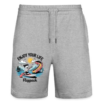 Enjoy Your Life - Flappach SUP-Spaß - Stanley/Stella Unisex Bio Joggingshorts Trainer  - Grau meliert - Vorne - Nik (191cm) & Marisol (170cm)