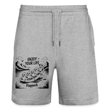 Flappach Ravensburg - Enjoy Your Life - Stanley/Stella Unisex Bio Joggingshorts Trainer  - Grau meliert - Vorne - Nik (191cm) & Marisol (170cm)