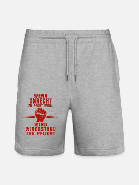 Rebellious Red – Grunge-Style Resistance - Stanley/Stella Trainer Unisex Organic Jogging Shorts - heather grey