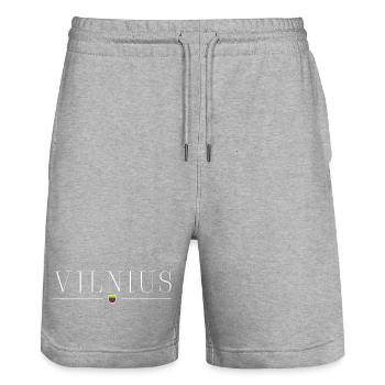 Vilnius, Lituanie Style Design T-Shirt - Short de jogging bio TRAINER Stanley/Stella unisexe - gris chiné - Devant - Nik (191cm) & Marisol (170cm)
