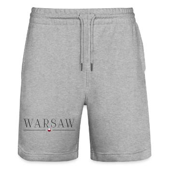 T-shirt de style Varsovie, Pologne - Short de jogging bio TRAINER Stanley/Stella unisexe - gris chiné - Devant - Nik (191cm) & Marisol (170cm)