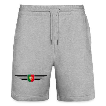 I Love Portugal, conception de tenue de t-shirt - Short de jogging bio TRAINER Stanley/Stella unisexe - gris chiné - Devant - Nik (191cm) & Marisol (170cm)