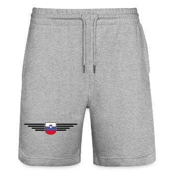 Stylish Slovenia design - Stanley/Stella Trainer Unisex Organic Jogging Shorts - heather grey - Front - Nik (191cm) & Marisol (170cm)