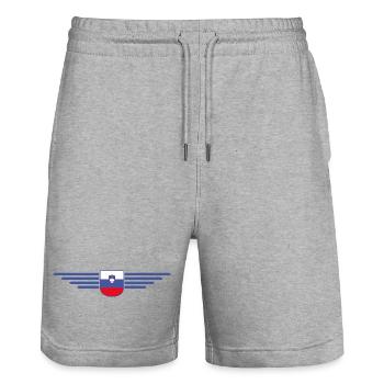 Stylish Slovenia design - Stanley/Stella Trainer Unisex Organic Jogging Shorts - heather grey - Front - Nik (191cm) & Marisol (170cm)