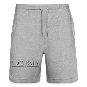 Slovenia Style Design T-Shirt - Stanley/Stella Trainer Unisex Organic Jogging Shorts - heather grey - Front - Nik (191cm) & Marisol (170cm)