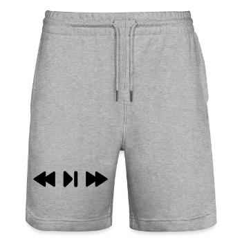 Music Play Musik Button Knopf Symbol - Stanley/Stella Unisex Bio Joggingshorts Trainer  - Grau meliert - Vorne - Nik (191cm) & Marisol (170cm)
