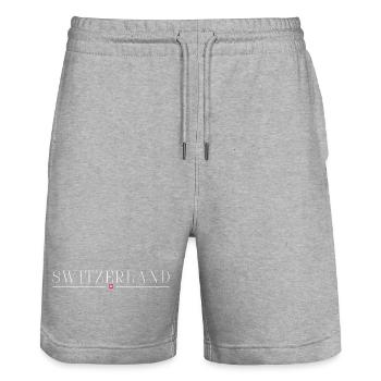 Schweiz Panorama T-Shirt - Stanley/Stella Unisex Bio Joggingshorts Trainer  - Grau meliert - Vorne - Nik (191cm) & Marisol (170cm)