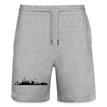 Skyline Hansestadt Hamburg | HH | Stadt - Stanley/Stella Unisex Bio Joggingshorts Trainer  - Grau meliert - Vorne - Nik (191cm) & Marisol (170cm)