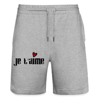LIEBE. PAAR. ICH HABE GERADE GEHEIRATET. Junggesellinnenabschied. VALENTINSTAG. - Stanley/Stella Unisex Bio Joggingshorts Trainer  - Grau meliert - Vorne - Nik (191cm) & Marisol (170cm)
