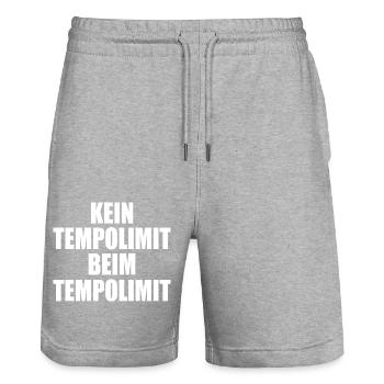 kein tempolimit beim tempolimit - Stanley/Stella Unisex Bio Joggingshorts Trainer  - Grau meliert - Vorne - Nik (191cm) & Marisol (170cm)