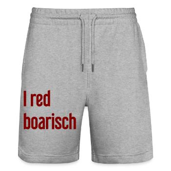 I red boarisch - Stanley/Stella Trainer Unisex Organic Jogging Shorts - heather grey - Front - Nik (191cm) & Marisol (170cm)