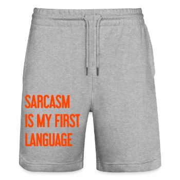 Sarkasmus-Profi - Stanley/Stella Unisex Bio Joggingshorts Trainer  - Grau meliert - Vorne - Nik (191cm) & Marisol (170cm)