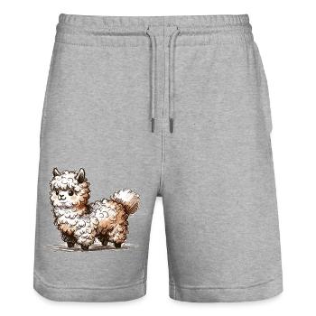Lama - Stanley/Stella Unisex Bio Joggingshorts Trainer  - Grau meliert - Vorne - Nik (191cm) & Marisol (170cm)