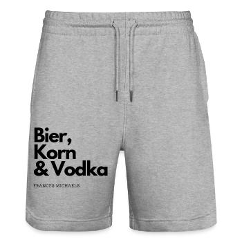 Bier, Korn & Vodka - Stanley/Stella Unisex Bio Joggingshorts Trainer  - Grau meliert - Vorne - Nik (191cm) & Marisol (170cm)