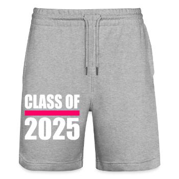 Class of 2025 - Stanley/Stella Trainer Unisex Organic Jogging Shorts - heather grey - Front - Nik (191cm) & Marisol (170cm)