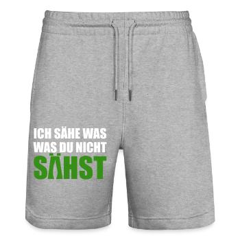 Cannabis, Ich sähe was was du nicht sähst, Hanf - Stanley/Stella Unisex Bio Joggingshorts Trainer  - Grau meliert - Vorne - Nik (191cm) & Marisol (170cm)