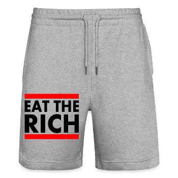 Eat the rich - Short de jogging bio TRAINER Stanley/Stella unisexe - gris chiné - Devant - Nik (191cm) & Marisol (170cm)