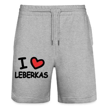 I Love Leberkas - Stanley/Stella Trainer Unisex Organic Jogging Shorts - heather grey - Front - Nik (191cm) & Marisol (170cm)