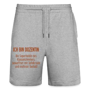 Dozentin - Die Superheldin des Klassenzimmers! - Stanley/Stella Unisex Bio Joggingshorts Trainer  - Grau meliert - Vorne - Nik (191cm) & Marisol (170cm)