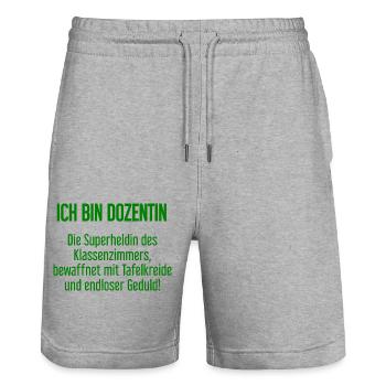 Dozentin - Die Superheldin des Klassenzimmers! - Stanley/Stella Unisex Bio Joggingshorts Trainer  - Grau meliert - Vorne - Nik (191cm) & Marisol (170cm)