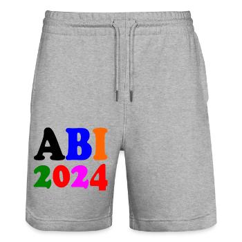 Abi 2024 - Stanley/Stella Unisex Bio Joggingshorts Trainer  - Grau meliert - Vorne - Nik (191cm) & Marisol (170cm)