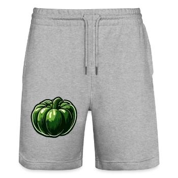 Food / Vegetables / Market / Vitamins / Design - Stanley/Stella Trainer Unisex Organic Jogging Shorts - heather grey - Front - Nik (191cm) & Marisol (170cm)