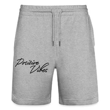 Ondes positives - Short de jogging bio TRAINER Stanley/Stella unisexe - gris chiné - Devant - Nik (191cm) & Marisol (170cm)