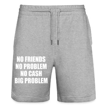 no friends no problem no cash big problem - Stanley/Stella Unisex Bio Joggingshorts Trainer  - Grau meliert - Vorne - Nik (191cm) & Marisol (170cm)