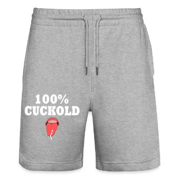 cuckold - Stanley/Stella Unisex Bio Joggingshorts Trainer  - Grau meliert - Vorne - Nik (191cm) & Marisol (170cm)